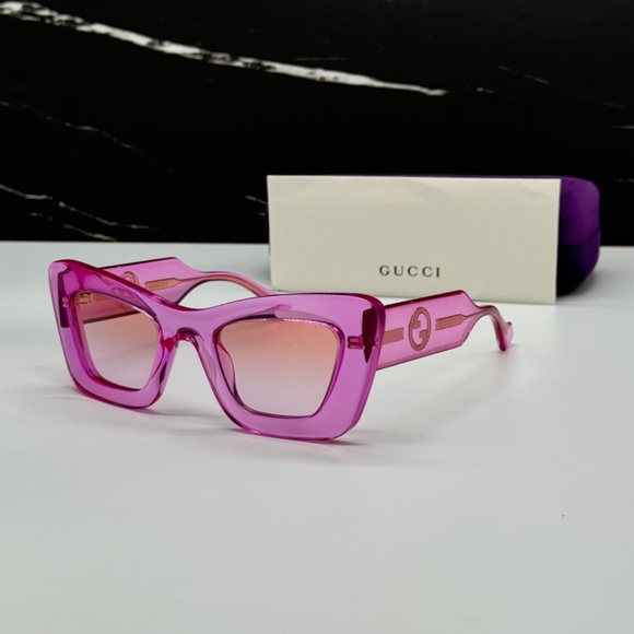 NEW GG1552S 003 GUCCI PINK BUTTERFLY WOMEN SUNGLASSES GUCCI - Picture 1 of 14